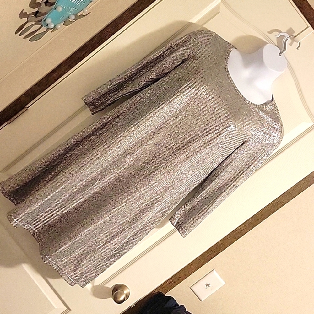 Torrid Grey Shimmer Rib Fitted Dresz